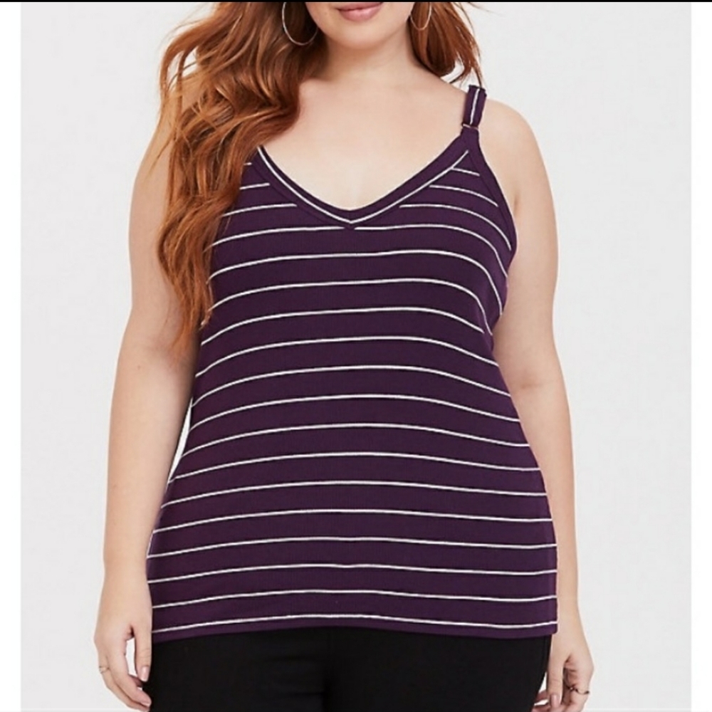 Torrid Purple and White Stripe Ribbed Tank